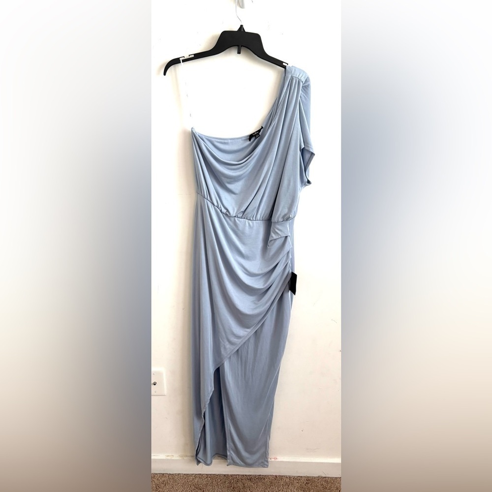 Lulu's Light Blue One-Shoulder Ruched Maxi Dress - Picture 4 of 10
